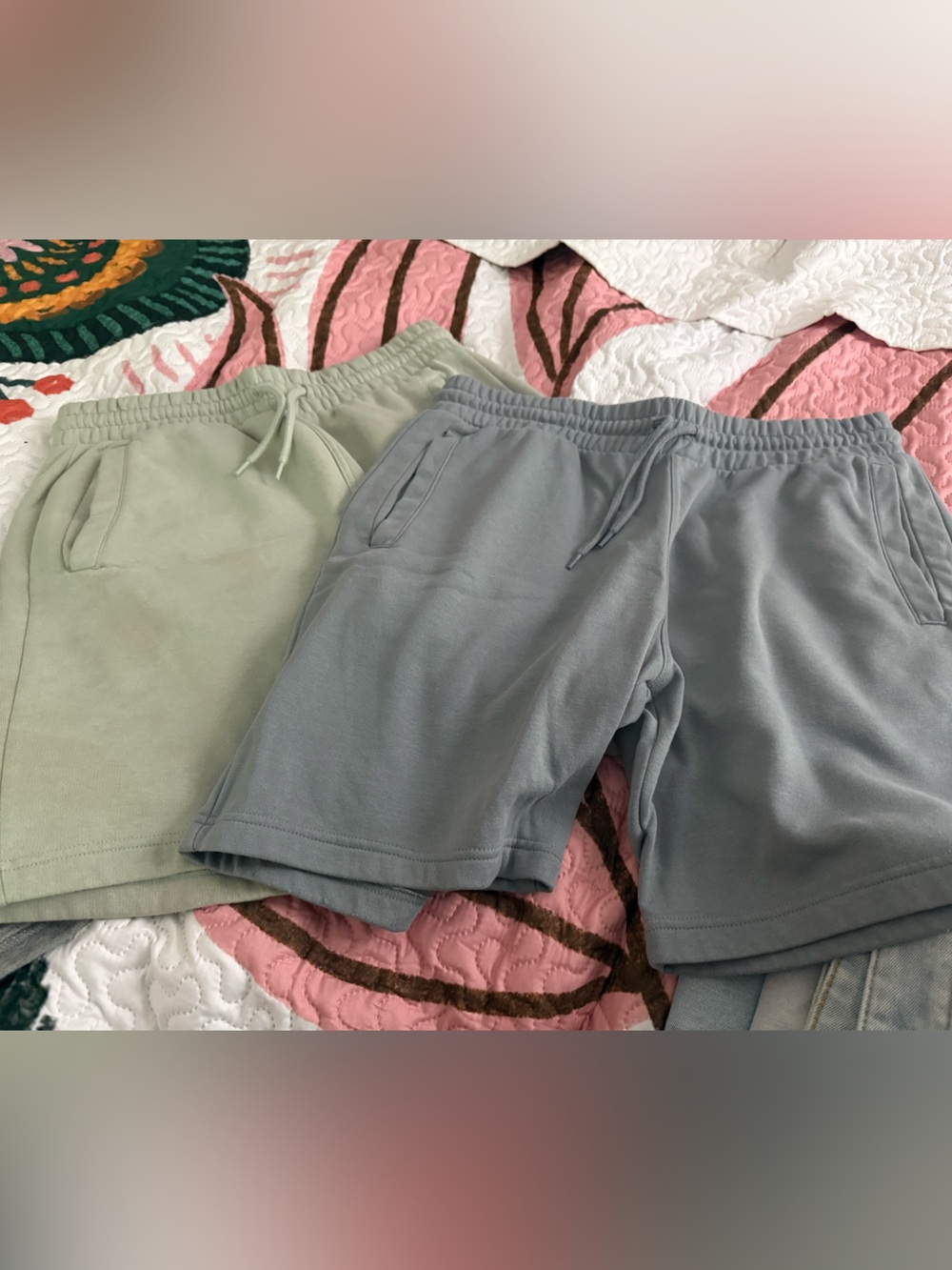 H&M Mens Pull-On Shorts in Sage Green and Slate